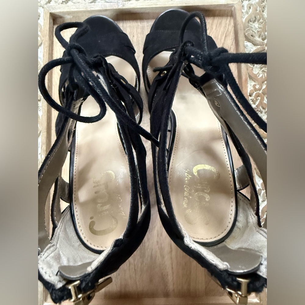 Circus by Sam Edelman Emilia Black Suede Lace-Up Block Heels - Picture 4 of 10
